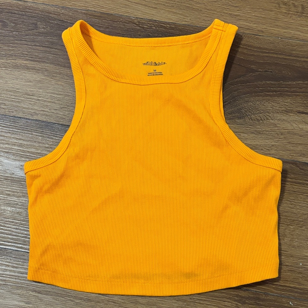 wild fable Bright Orange Ribbed Cropped Tank